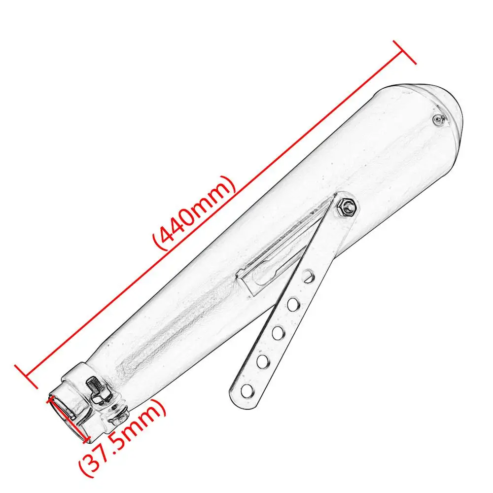 Motorcycle Cafe Racer Exhaust Pipe with Sliding Bracket Matte Black Chrome Universal 35mm 39mm 43mm