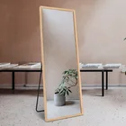 Simple bedroom full body size floor wall dressing mirror with stand holder