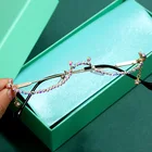 New Style Eyeglasses With No Lens Lower Half Frame Water Drop Decoration Chain Pendant Eyewear