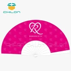 Custom design printed plastic fan fabric fan wedding invitation