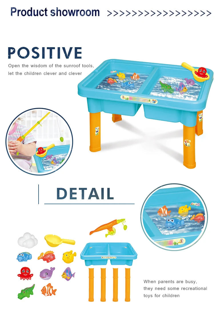 High quality kids play hook fishing table rod set floating plastic toy fish