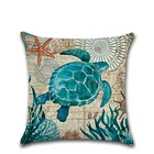 VB4055,Removable Marine Organism Sea Animal Turtle Horse Square Velvet or Flax Sofa Throw Pillows Cover for Couch