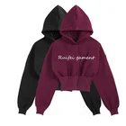 Crop Hoodies Black Friday 95%cotton And 5% Spandex Custom Printing Logo Waistline Crop Hoodies For Women