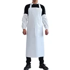 White Bib Paint Welding Protection Waterproof Working Long Vast Safety Apron For Chemical