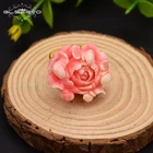 Natural Coral 925 Sterling Silver Ring For Women Wedding Gift Flower Adjustable Ring Wholesale Jewelry