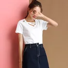 Customized personality fashion sexy polyester ladies clothes women ladies v neck blank t shirts for sublimation print
