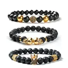 FF001 2020 Man Bangle Custom Gold Skull Custom Fashion Essential Oil Diffuser Lava Stone Jewelry Beads Bracelet