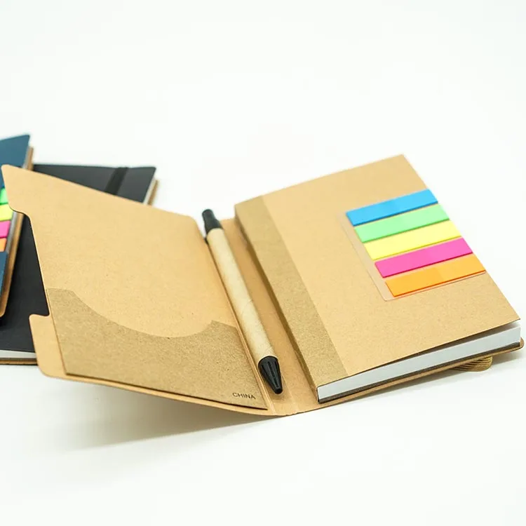 customized logo sticky notes notebook and pen gift set