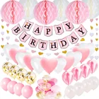 Girl Princess Nicro Wholesale Happy Birthday Pink Girl Princess Paper Party Supplies Decoration
