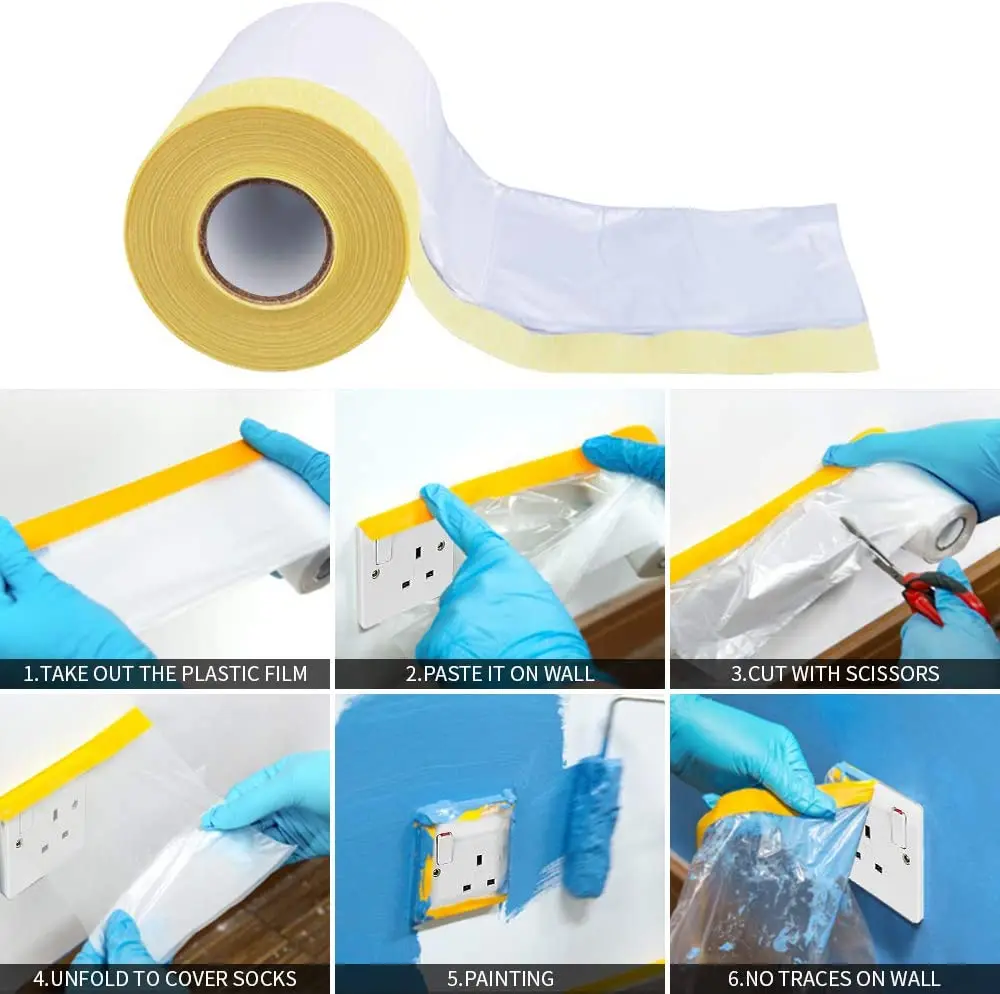 2100mm Transparent Plastic Masking Tape Masking Film Paint Protection