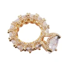 Elite Jewelry 2020 popular new design fashion 18K gold plated paved heart diamonds women hip hop ring