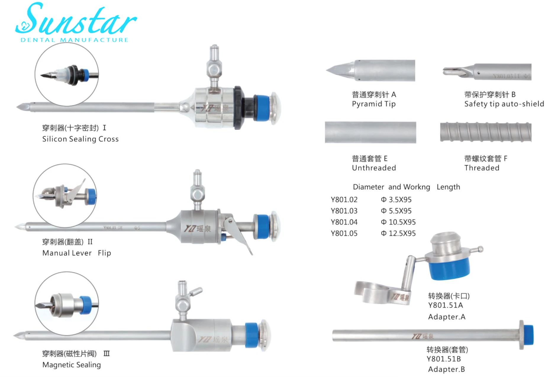 腹腔镜 trocars 可重复使用手术磁性 trocar 5毫米 10毫米腹腔镜仪器