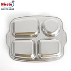 Nicety Car Kids 304 Stainless Steel Food Breakfast Metal Serving Tray 4 Compartment Lunch Buffet