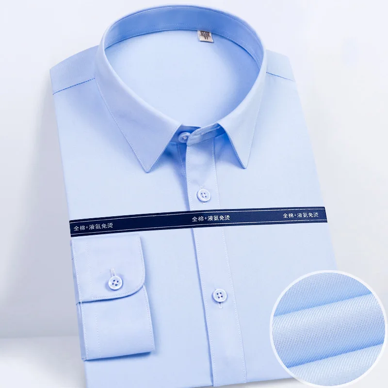 100 fio duplo de algodão amônia líquida no ferro profissional camisa de manga longa para as mulheres