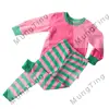 Wholesale kids girls baby christmas family pink green pajama haliday winter clothing pajamas set children PJS