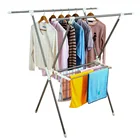 BYN X Shape Adjustable Balcony Foldable Home And Garden Double Rod Clothes Towel Drying Rack