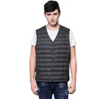 Biker Riding China Boy Logo Print Packable Casual Puffy Quilted Nylon Soft Light Weight V Neck Duck Down Mens Waistcoat Vest