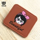 Custom Jeans Cute Logo PU Embossed Leather Patches For Baby/Kids