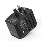 Portable 2USB quick charger 33W PD 3 pin plug all in one universal travel adapter