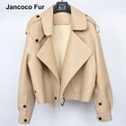 Multi Color Bomber Jacket Genuine Sheepskin Leather Coat Short Style Lady Real Leather Jacket
