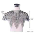 Dra-363 Black beaded net lace shoulder crystal clear bridal rhinestone applique