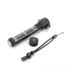 High Powerful Rechargeable Led Torch Multi-Functional Solar Flashlight with compass hammer magnet power bank