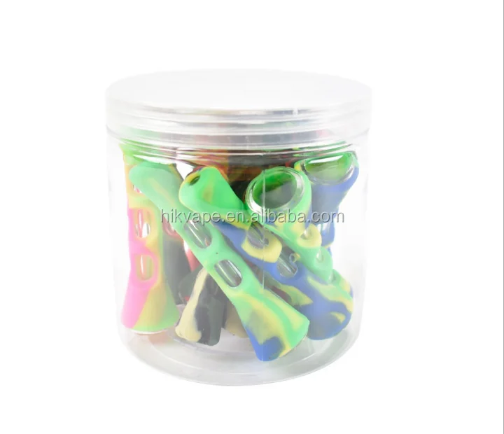 Hand Tobacco Silicone Smoking Pipe Glass Bowl Cap Free Silicone Rubber Smoking Pipe