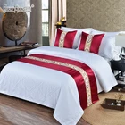 New design decorative custom size modern home hotel red bedding runner set wholesale bed scarf