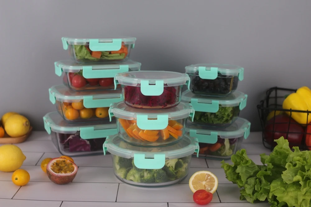 new glass food lunch box with divider