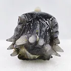 High Quality Hand Carved Gemstone Animal Opening Wolf Head Agate Geode For Decoration