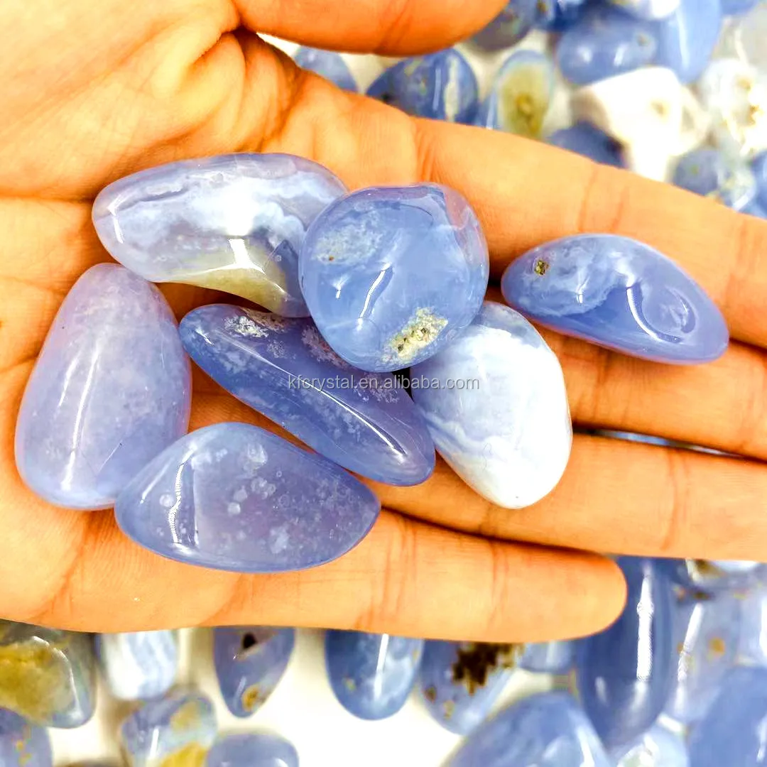 wholesale natural blue lace agate tumbled gemstones blue agate