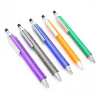 Multi-function plastic ballpoint pen with ruler and stylus, custom logo pen YQ0371