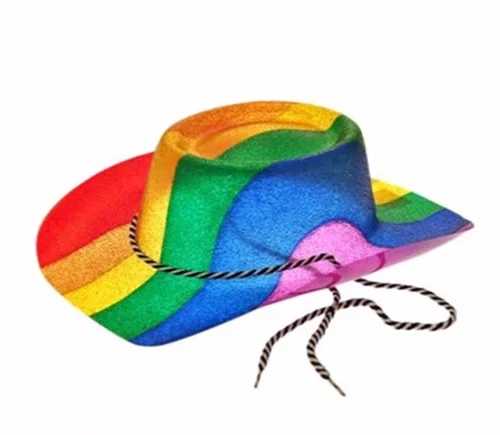 Hot Slaes สายรุ้งผู้หญิงคาวบอยหมวก Carnival แฟนซีชุด Rainbow GAY Pride เทศกาลหมวกคาวบอยนักเลงเลื่อมสนุกหมวก