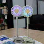 car polymer battery rechargeable hand portable solar power clip mini usb fan led light clip fan