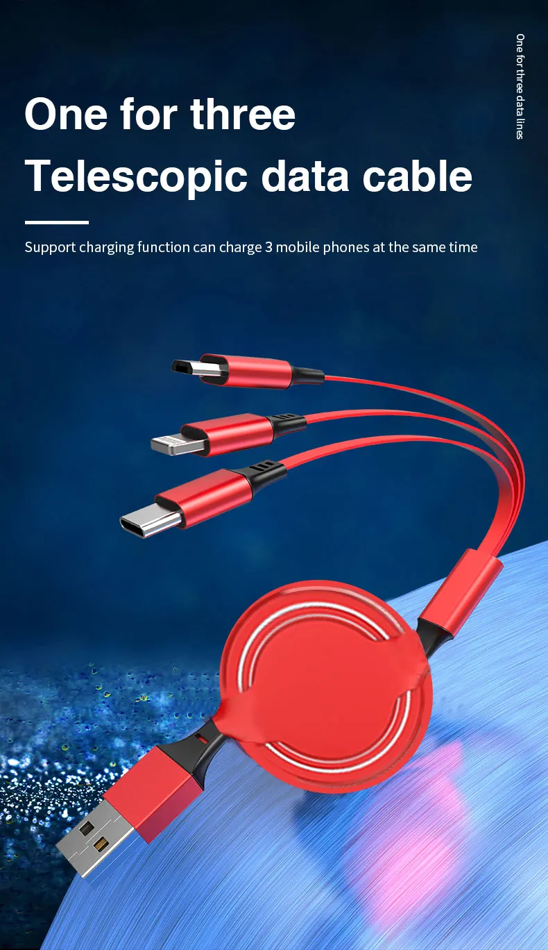 3 In 1 Usb Cable Micro Usb Fast Charging Nylon 2A 10 Years ODM & OEM Manufactory 3C Mobile Phone Accessories Data line cable