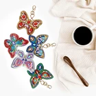 KIKIKEN 5pcs DIY Special Drill Diamond Butterfly Painting Key Ring Handmade Kits