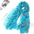 Hot sale fashion rayon artificial silk chiffon flower embroidery scarves women hijab