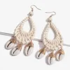 Fashion wholesale woven rattan shell jewelry cowrie shell earrings for women