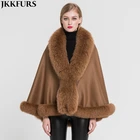 Factory Supply Women's Real Cashmere Fox Fur Poncho Winter Warm Capes Popular Soft Female Shawl