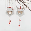 Chinese star product Wooden Mr.& Mrs Fur Reindeer Christmas Tree Decorations Jingle Bells flexible leg Ornaments Xmas