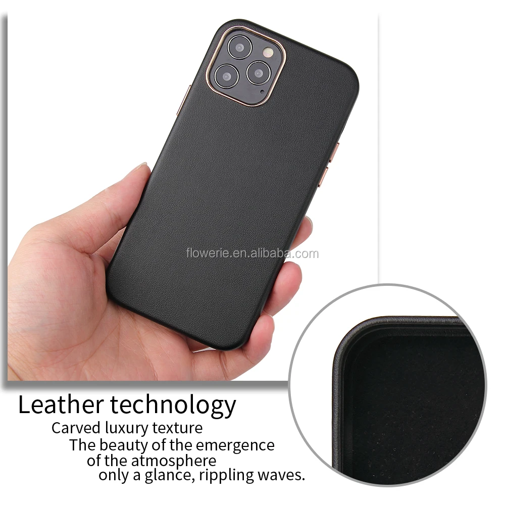CUAP061 Customized logo Offical For iPhone Leather Case  Leather Phone Case Cover For iPhone 12 Leather Case with camera frame