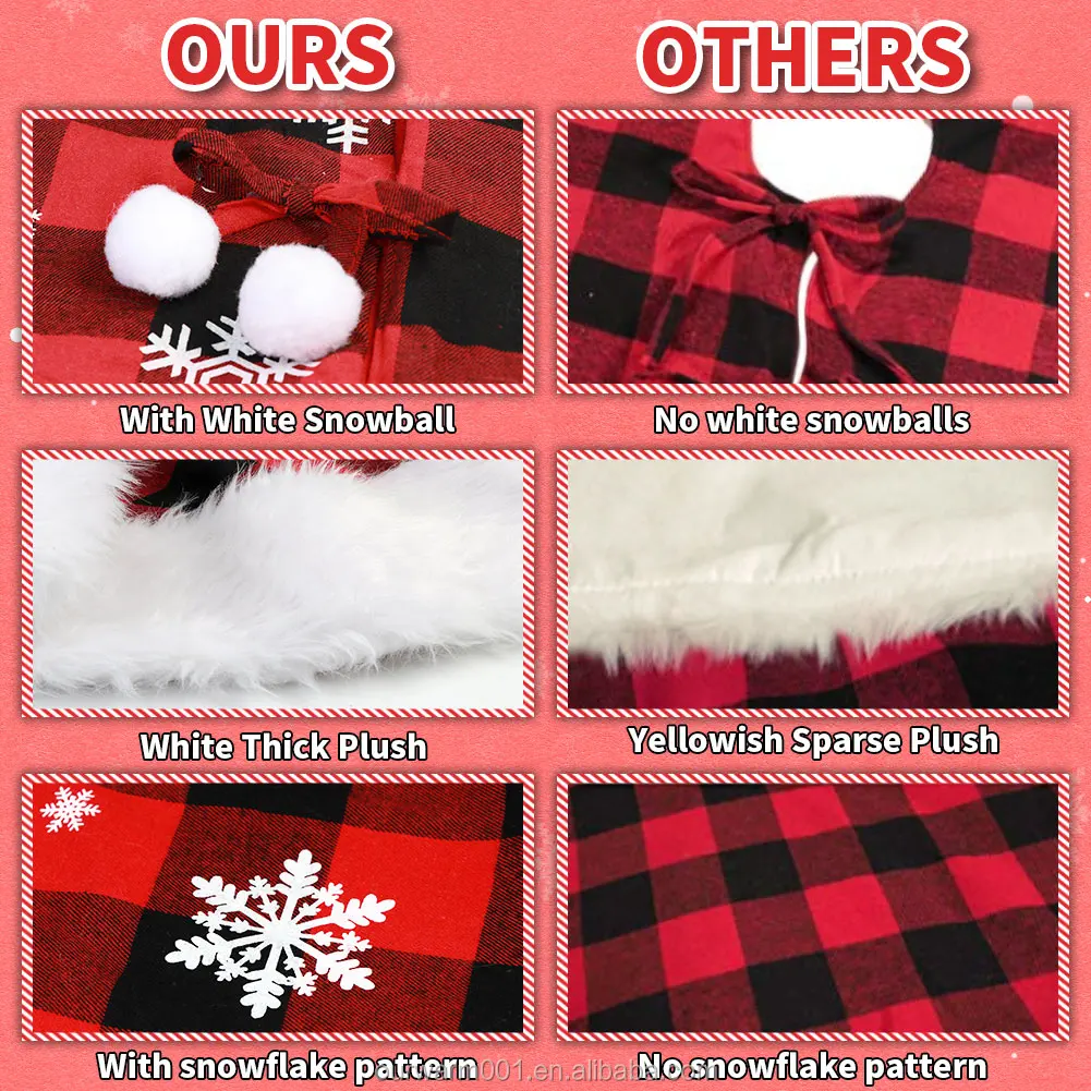 Ourwarm Christmas Tree Decorations 48 Inch Snowflake Buffalo Plaid Tree