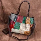 BS-0036 Women Handbag In Colorful Pattern Real Leather Tote Bag Sac A Main Femme