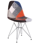 chromed base simple design metal legs fabric dining chair