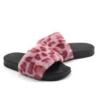 Indoor Slippers Fuzzy Slippers Custom Fuzzy Summer Soft PVC Outsole Faux Fur Slides Open Toe Indoor Ladies Sandals Slippers