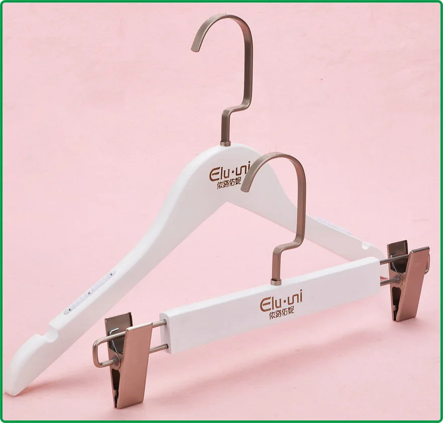 Factory direct wholesale white wooden pants hanger customized logo for pants