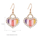 Rose Gold Earrings Customize Love Heart Colorful Cubic Zirconia Rose Gold Plated Drop Hook Earrings