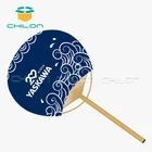 Customized elegant paper bamboo round hand fan as gift
