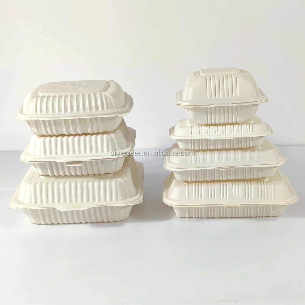 Wholesale 100% Biodegradable and Compostable Disposable Cornstarch Plastic Takeaway Food Burger Container