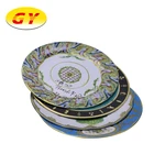Dish Custom Luxury Round Coloured Decorative Metal Serving Jewelry Coffee Tray Cake Dish Tin Plate